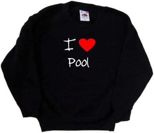 Черна детска Hoody I Love Heart Pool Черен цвят