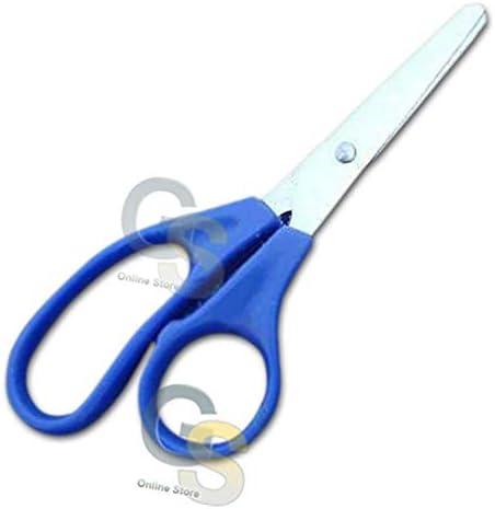 G. S ЛОТ от 100 Броя Училище ножица със синя дръжка 12,5 см Тъпи Ножици