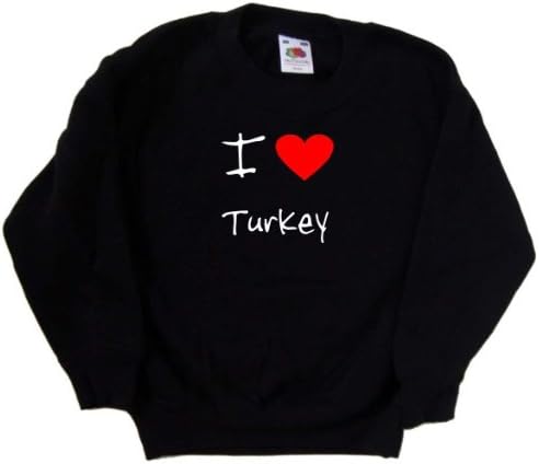 Черна детска Hoody I Love Heart Turkey Черен цвят