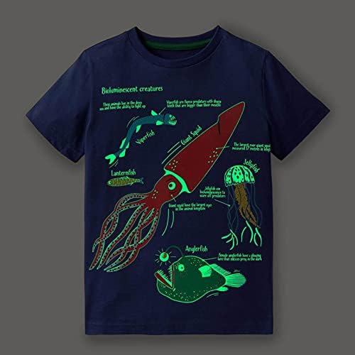 Тениска с Къс Ръкав на Базата на космически кораб за момчета с Картина на Морски Живот, Детска Мъжка Лятна Горно