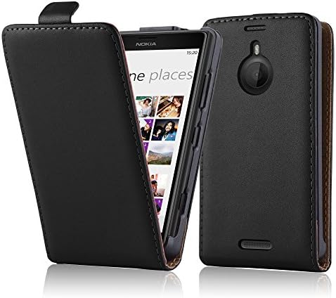 Калъф Cadorabo, съвместим с Nokia Lumia 1520, цвят черен хайвер - Калъф с панти капак от гладка изкуствена кожа в Чантата си Etui Cover, калъф от изкуствена кожа с панти капак