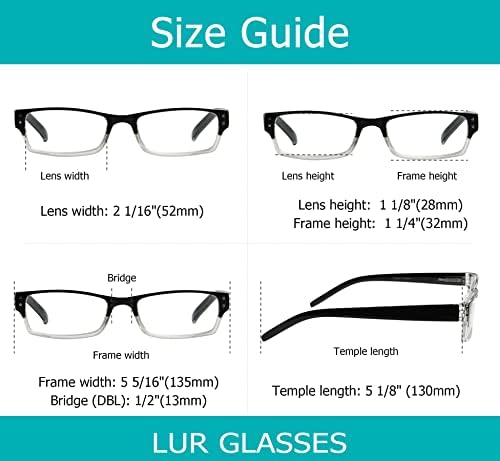 LUR 4 Опаковки класически очила за четене + 3 опаковки на метални очила за четене (само 7 двойки ридеров + 2,75)