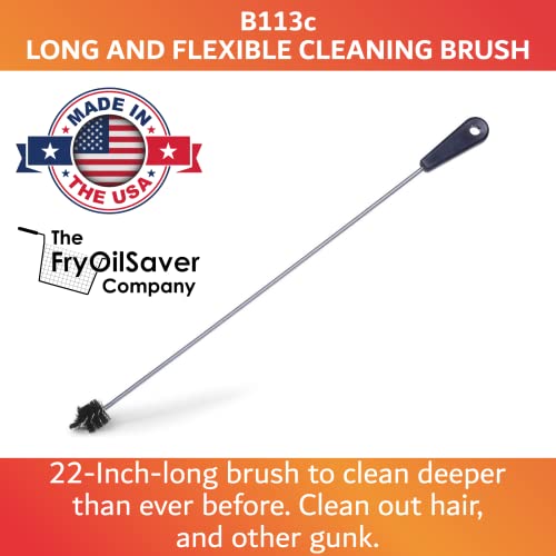 FryOilSaver Co, B113C, Дълга Четка За почистване на тоалетна дупки, Дължина 22 инча, Супер Гъвкав Инструмент За почистване, Четка За премахване на засора тоалетна дупки