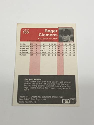 1985 Fleur Бейзбол 155 Карта новак и Роджър Клеменса