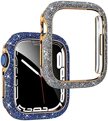 CNHKAUПОДХОДИТ за Apple Watch 7 Калъф за часа, Star Diamond Калъф за часовника 41 мм/45 мм, Твърд корпус Crystal