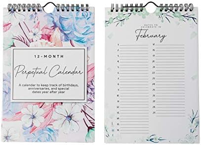 Вечният Календар за рождени Дни и Годишнини Стенен монтаж Цветна Месечно и дневно до 12 месеца - Книгата за