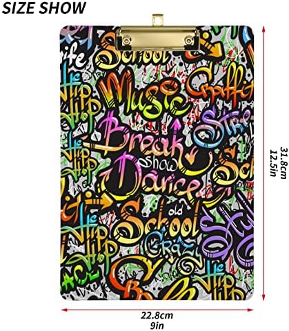 Думата Графити Цветни Пластмасови Клипборды с Метален Клипс Писмо Размер Клипборда Нископрофилни Клипборды за