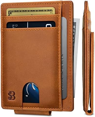 Корпоративна портфейла SERMAN с преден джоб и магнитен клипс за пари. Двойна Минималистичные RFID Кожени Портмонета