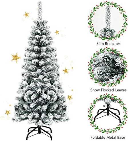 RTR_GF 4,5 Подножието Неосвещенная Навесная Изкуствена Карандашная Коледно Дърво от Снежинки с 242 Клони