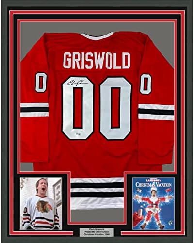 В рамка С Автограф /с Подпис на Чеви Чейс Кларк Griswold 33x42 Филм За Коледна почивка Чикаго Червена Хокейна