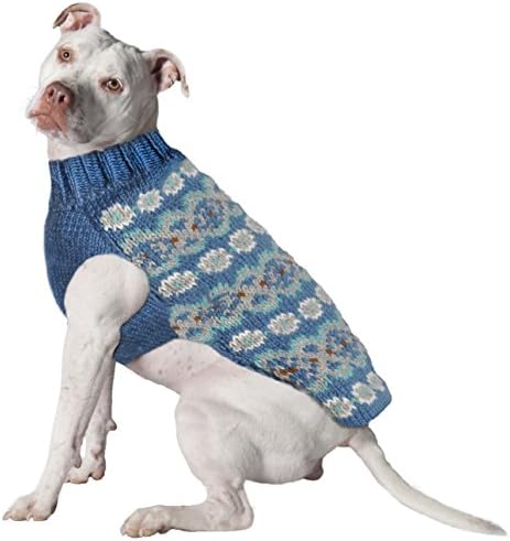 Пуловер от алпака Шили Dog Синьо-Fair Isle, 3X-Large
