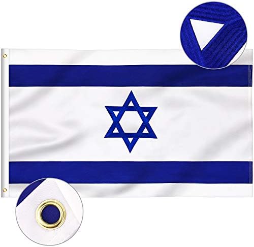 ФЛАГБУРГ Израелски флаг 3x5 метра на открито, израелски знамена, избродирани от устойчив найлон ярки цветове,