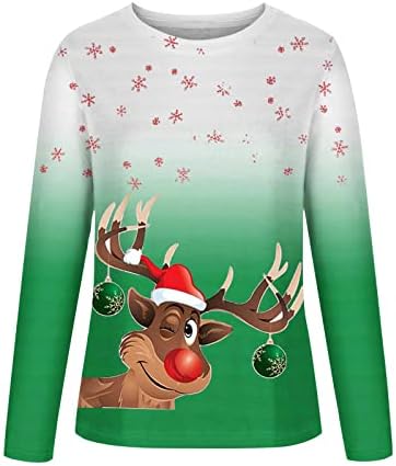 Hoody Naughty Elk за Жени, Коледен Пуловер с 3D Принтом, Топ, Ежедневни Градиент Тениска, Есенни Блузи с Дълъг