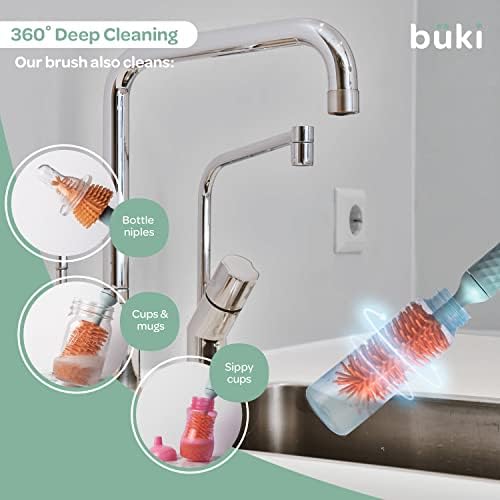Büki - Електрическа четка за почистване на шишета - Четка за бебешки бутилки - Комплект за почистване на шишета