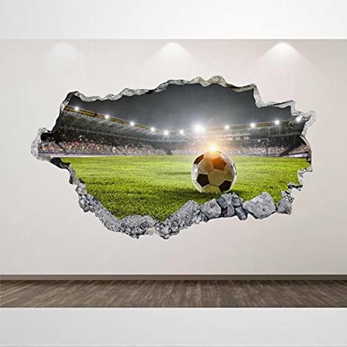Футболна Стикер на стената Стадион 3D Разби Стенни Художествена Стикер Детски Декор Разбития Стенен Художествен