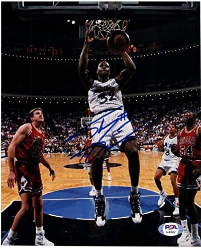 Снимка Шакила О ' Нил с автограф 8x10, Днк Psa Ai43657, Фотография начинаещ Орландо Меджик - Снимки на НБА с