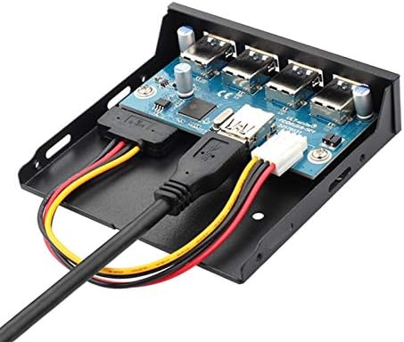 Sukvas Преден USB 3.0 панел 3,5-инчов 4-Портов USB хъб с 15-пинов конектор SATA захранване за КОМПЮТРИ, настолни