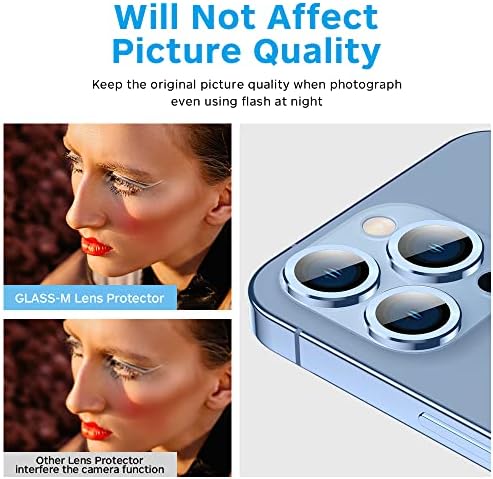[3 т.] Защитно фолио за обектива на камерата GLASS-M за iPhone 13 Pro / iPhone 13 Pro Max, Кантиране, от алуминиева