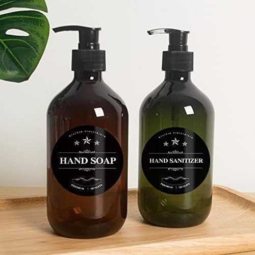 Черна водоустойчива етикети за сапун с Кръгла и Квадратна форма за Стъклени/пластмасови бутилки, Boston (24шт
