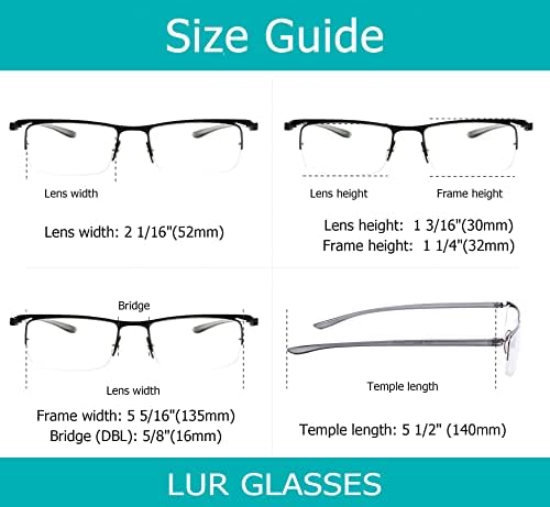 LUR 3 опаковки очила за четене в полукръгла рамка + 7 опаковки очила за четене без рамки (общо 10 двойки ридеров