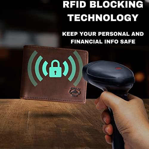 Кожен Сгъваем портфейл в скрит режим за мъже с прозорец за самоличност и RFID заключване