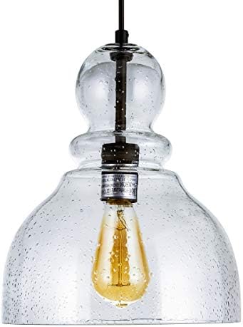 Окачен лампа LANROS за кухня в фермерска къща с абажуром от Прозрачно стъкло, ръчно изработени, регулируем Кабел, Тавана лампа от мини-Пузырькового стъкла за кухненск?