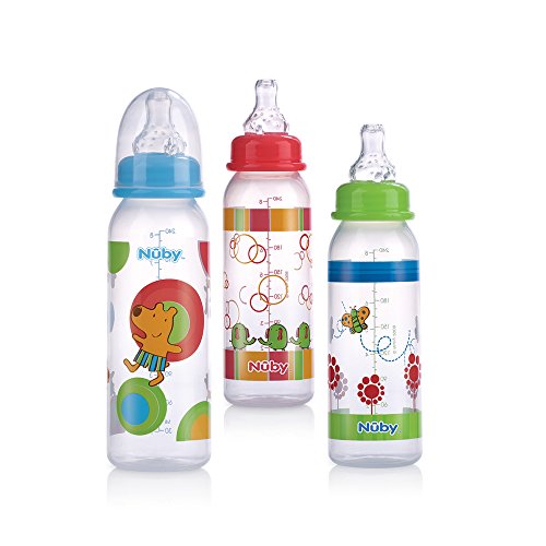 Прозрачна бутилка с принтом Nuby Pack 3, 8 грама, Цветове могат да се различават (спиране на производството