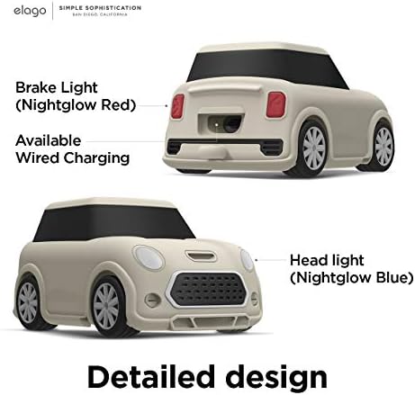 калъф за автомобилни AirPods elago Mini с брелоком е Съвместим с AirPods 1 и AirPods 2 [Фаровете и задните светлини