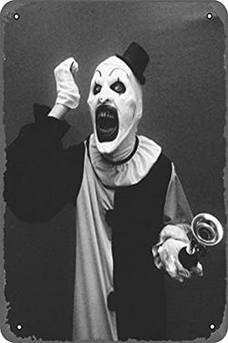 Метална Табела NIUMOWANG - Ужасно Изкуството на Тенекиен Плакат с изображение на Ужасите Клоун 12 X 8 Инча