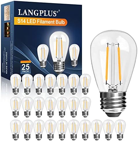 LangPlus + S14 2 W led стъклени лампи с нажежаема жичка ac 120 В, E26 Базова led крушка на Едисон 180ЛМ, Реколта