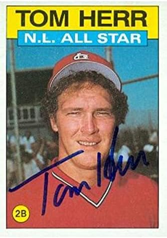 Съхранение на автографи 586171 Бейзболна картичка с автограф на Томи Гера - Сейнт Луис Кардиналс - 1986 Topps