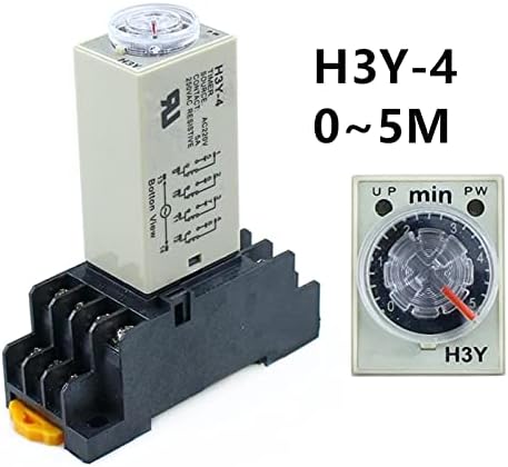CNHKAU H3Y-4 Реле закъснение на включване 0-5 М Таймер DPDT 14 контакти H3Y-4 DC12V DC24V AC110V AC220V (Размер: