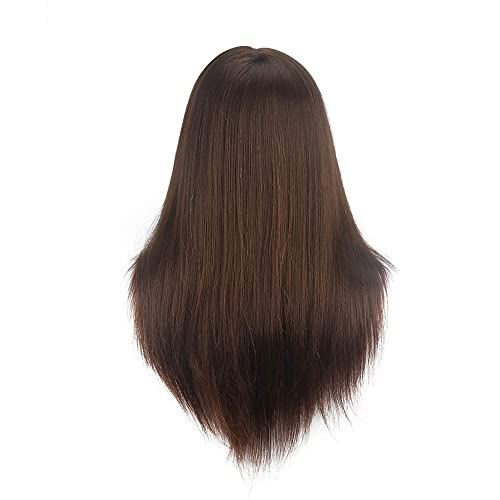 18 инча, човешка коса, кафяво-черен манекен за фризьорски упражнения, модел на главата за стайлинг на дълга