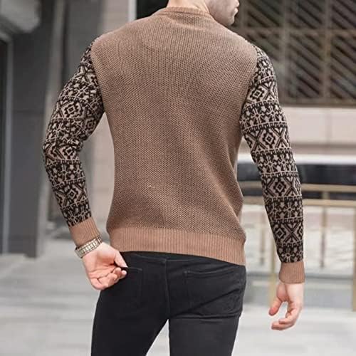 Модерен мъжки Вязаный Пуловер Cot-Oath - Лека Риза с дълъг ръкав и кръгло деколте, Всекидневни Гофрети, топ