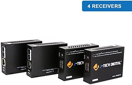 J-Tech Digital 1x4 дървен материал Удължител HDMI Splitter Combo По кабел Cat5e /Cat6 дължина до 164 фута (50