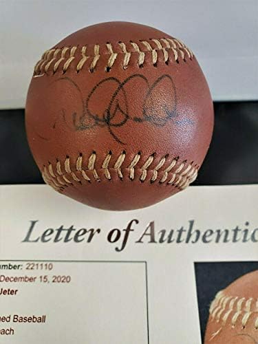 Бейзболни Топки с Автограф на Дерек Джетера, Издаден в Ограничен Тираж Треньор от Кафява кожа JSA - Бейзболни