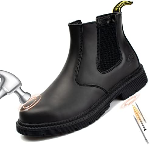 Мъжки обувки NOLINSHIELD със стоманени пръсти, Леки Работни обувки без закопчалка, Безопасни, Кожени, Удобни,