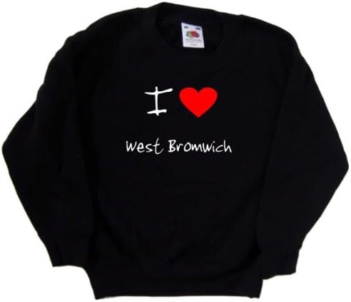 Черна детска Hoody I Love Heart West Bromwich