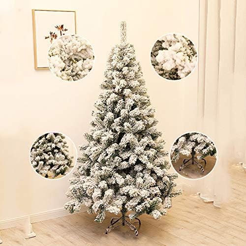 Коледно Дърво YUMUO с бял Флокированием, Изкуствена Коледна Бор в Селски стил - идеален за декориране на тържества