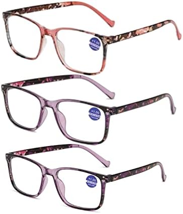 Дамски очила за старческо VoiteadAnti-blue, модерни компютърни очила за четене, 3 парчета (2 лилаво + 1 пудровый)