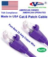 Произведено в САЩ, инв Vaster -81975-6 фута (20 бр / опаковане.), Кабел за свързване Cat6 лилав цвят (Не тел
