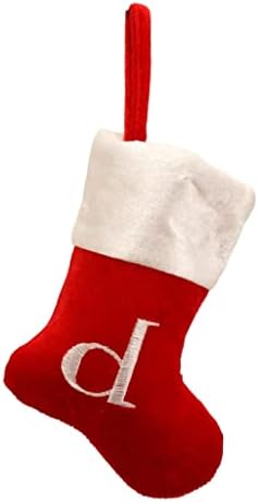 Мини Коледни чорапи с монограм (8 инча), Червен Плюшен Бял маншет, Малко Украса за отглеждане, Празничен декор
