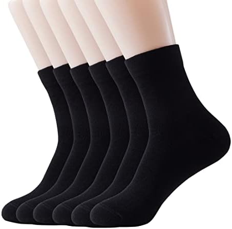 Дамски Тънък Памук, Меки Удобни Чорапи за екипажа с високи щиколотками, 6 опаковки (Нова черна)