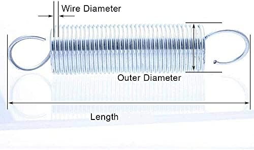 Пружина ACCDUER Система за компресиране на Бяло Поцинкована пружина напрежение с кука Външен диаметър 8 мм,