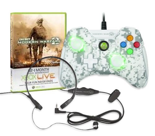 Комплект Call of Duty: Modern Warfare 2 за XBox 360, бял контролер Madcatz MW2 (с бойни бутони, с гумени дръжки
