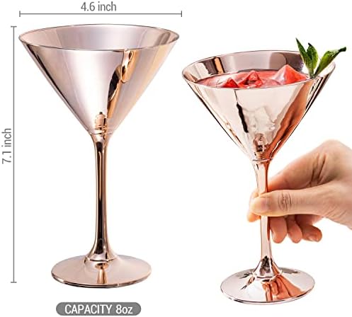 MyGift 8 Грама, Модерни винени чаши за мартини Меден цвят, Елегантна чаша с Метално покритие за коктейльной