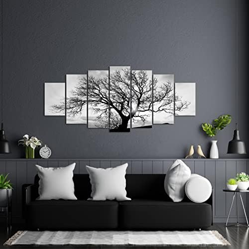 LevvArts XLARGE Черно-Бяло Дърво Платно Изкуството е Чудесен Снимка на Залез слънце Снимки Печатане на Картини