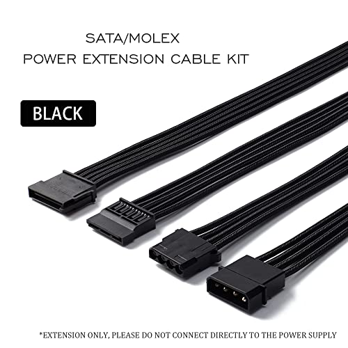 Комплект удлинительных на захранващи кабели Formulamod SATA + Molex, между мъжете и Жените 11,8-Инчов Удлинительные