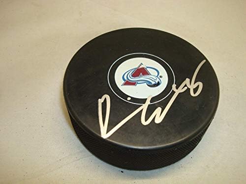 Денис Эверберг подписа хокей шайба Колорадо Аваланш с автограф от 1B - за Миене на НХЛ с автограф