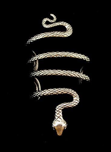 idealway Ретро Пънк-Гривна с Отворена Сребърна Змия, Маншет-Маншета за Мъже (B)